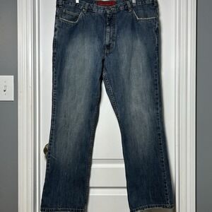 626 Blue Vintage Medium Wash Blue 100% Cotton Heavy Whisker Fade Boot Cut Jeans